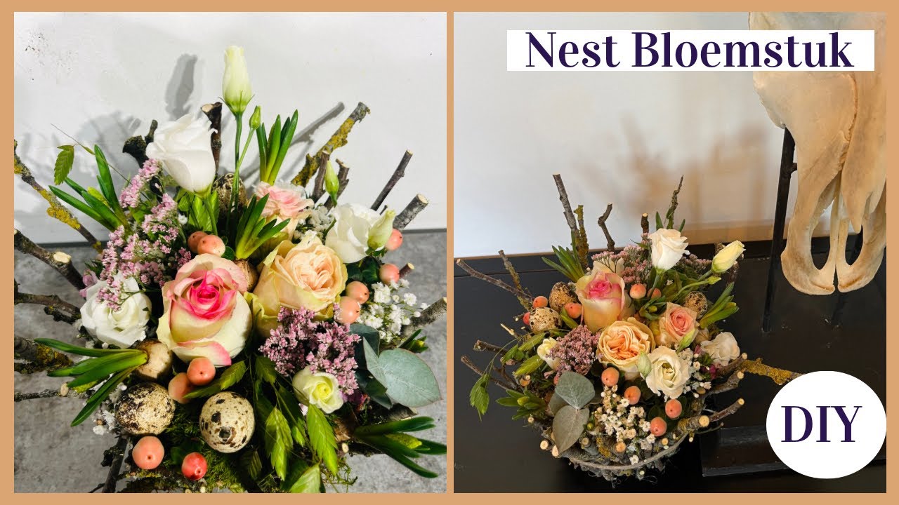 Zelf gemaakt NESTJE met VOORJAARSBLOEMSTUK 🪺🐣| Cursus Bloemschikken #218 | Carlein Tukkers