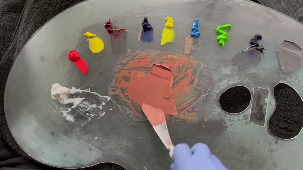 ASMR - Palette Knife - Paint Mixing - No talking