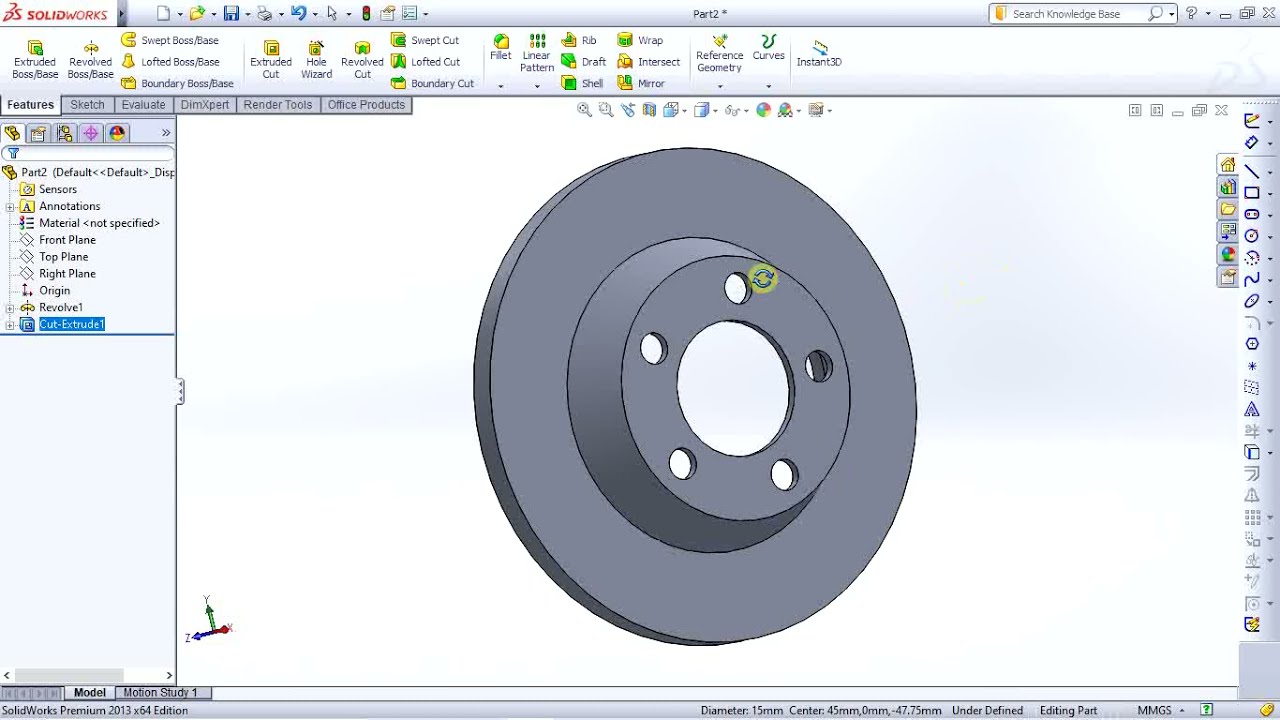 3d - brake rotor in SolidWorks