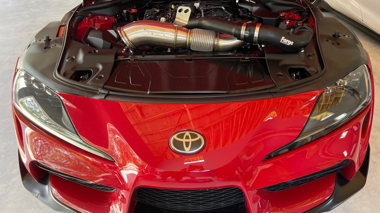 A90 Supra Charge Pipe and catless Downpipe install! In depth *step by step* and cold start!!