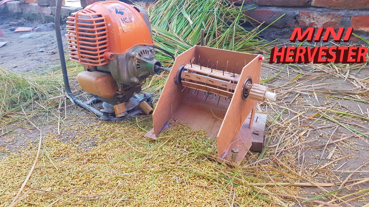 Homemade Paddy Hervester Machine -DIY Mini Rice Hervester