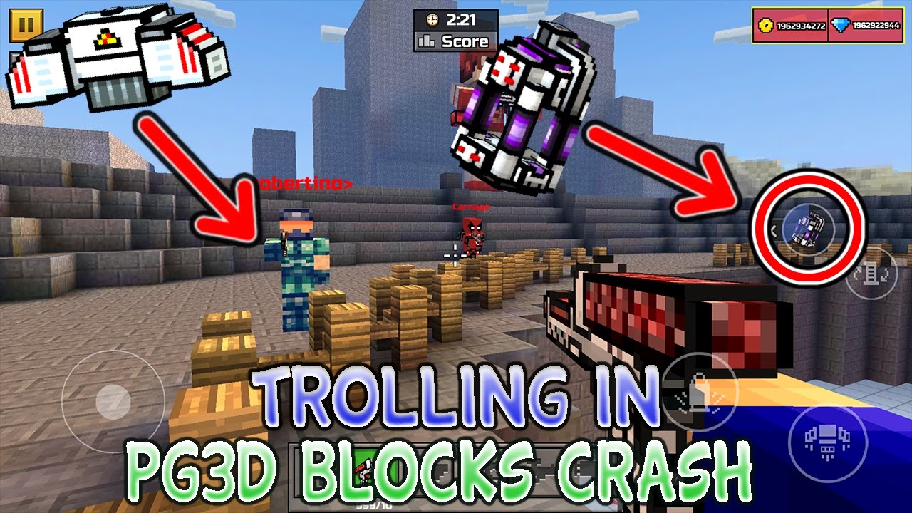 Trolling Players in the Pixel Gun 3D Blocks Crash Minigame