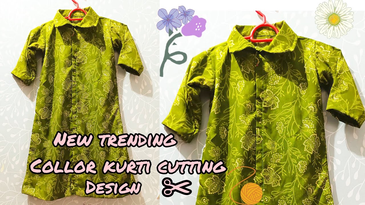 New Trending Collar Design Long Kurti//Cutting In (1 meter) Fabric In Simple And Easy Way to Explain