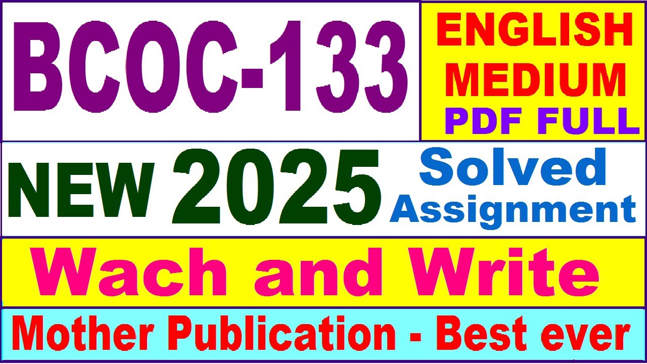 BCOC 133 solved assignment 2025 in English || bcoc 133 solved assignment 2024-25 || ignou bcoc133