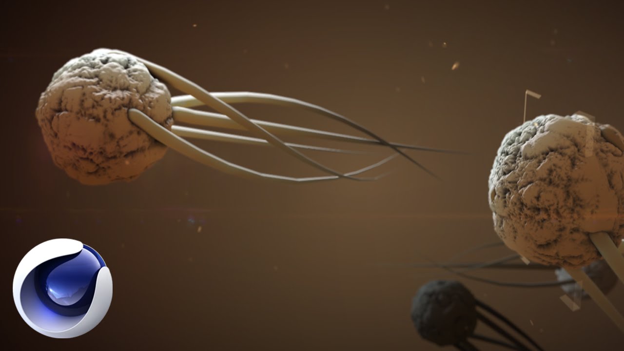 Частицы вируса в Cinema 4D.