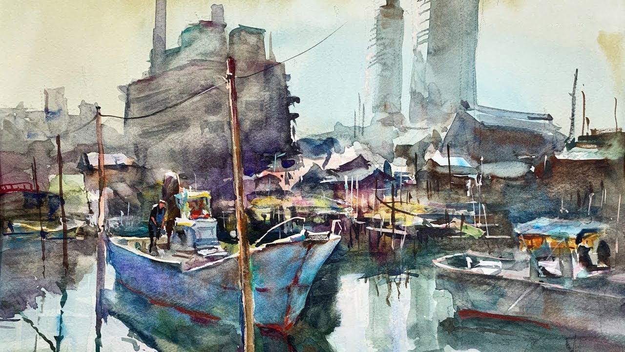 Fisherman's Wharf - Healing Watercolor Art - Calming