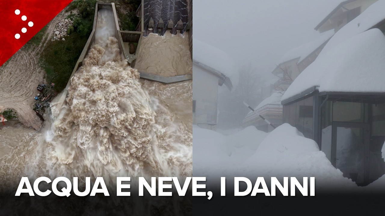 Maltempo al centro-sud: strade distrutte e ulivi inghiottiti dal fiume. Ragazzi bloccati per la neve