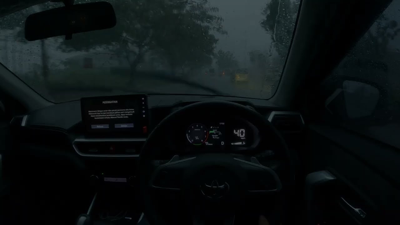 Relaxing and calming video of driving in heavy rain