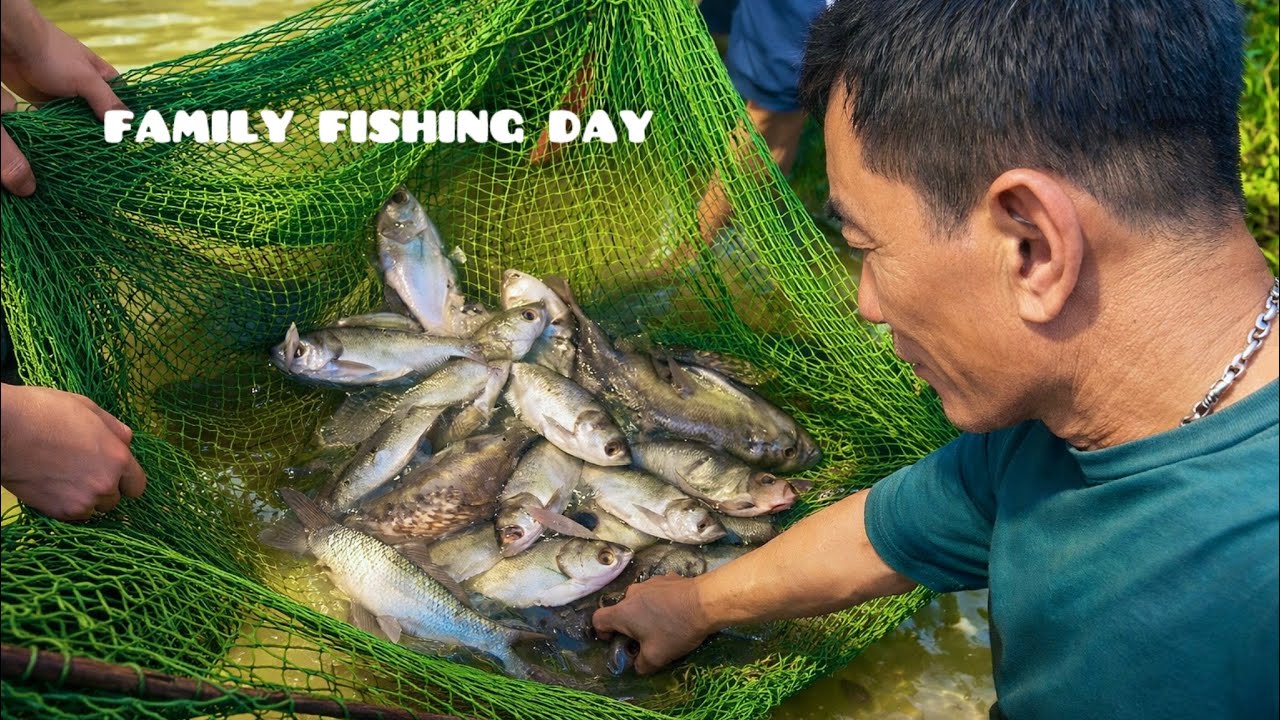 Family Fishing Day in Our Village Pond – Rural Life in Vietnam