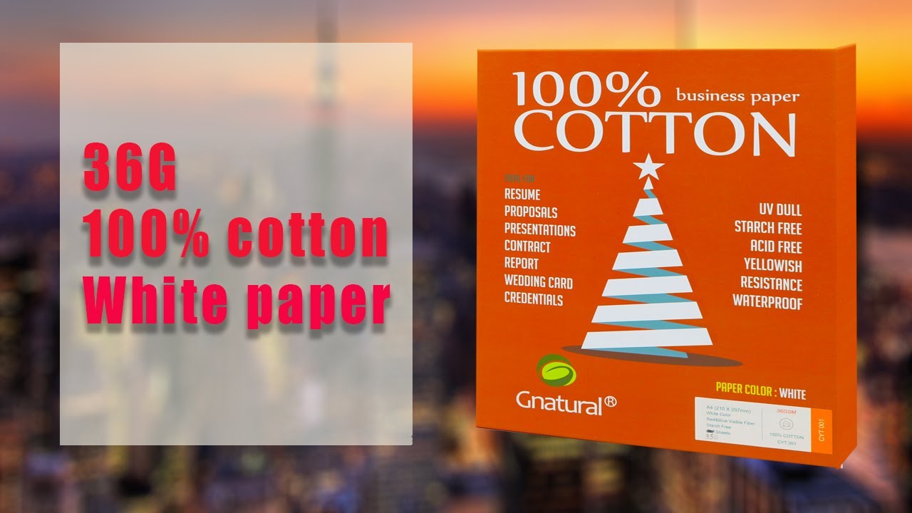 36GSM 100% Cotton Paper White