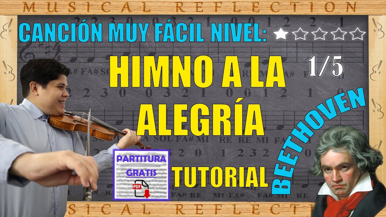 Canciones Fáciles para Violín - Himno a la Alegría (Beethoven) Partitura Gratis Nivel 1 Principiante