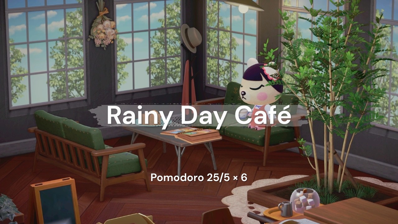 【あつ森ポモドーロ】森の奥の小さなカフェ☕️雨の日に静かに集中する時間｜ 雨の音/環境音 (3時間)