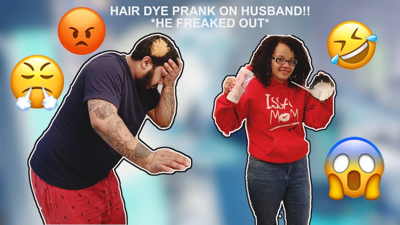 HAIR DYE PRANK ON HUSBAND!! * HE FREAKED OUT *