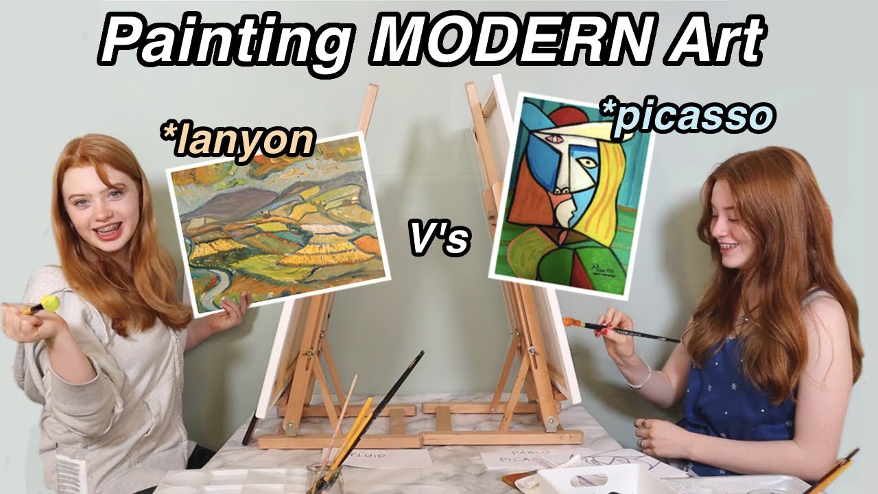 Modern Art Painting Challenge *DIY Large Wall Art Canvas | Ruby and Raylee
