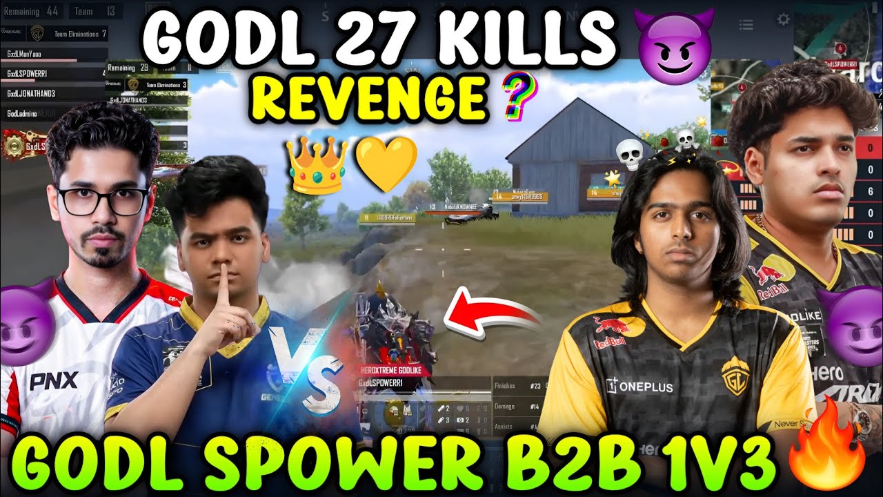 GODL SPOWER ARISE 😈 1V3 GENESIS 🤫 JONATHAN IS BACK 👑 GODL 27 KILLS HIGHLIGHT 💛 MANYA, ADMINO| GODL 