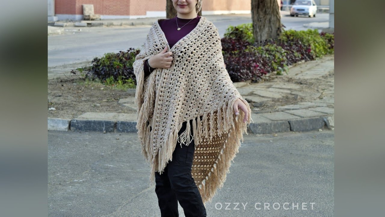 كروشيه شال مثلت بغرزة سهلة جدا _ shawl crochet  very easy _ Ozzy Crochet