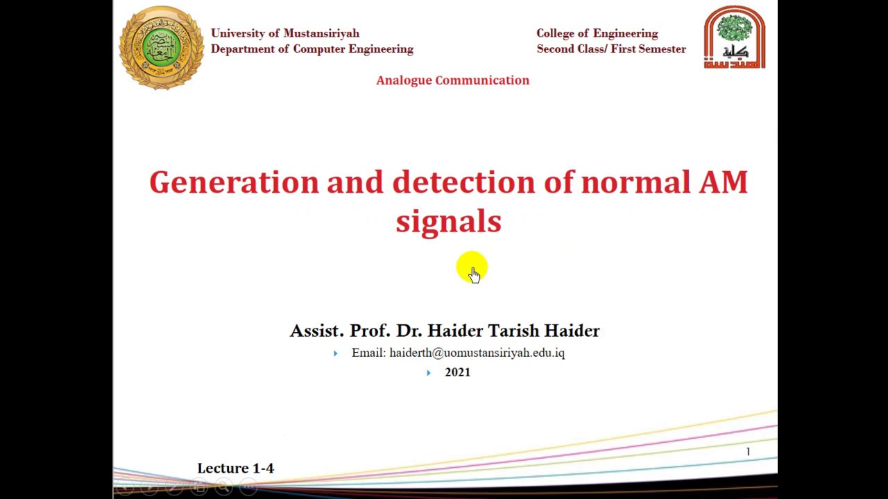 Lecture 4: Generation and detection of normal amplitude modulation signals
