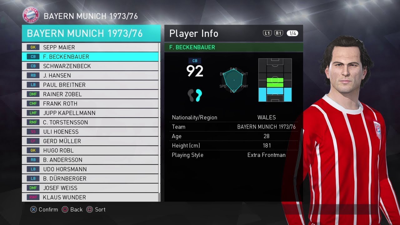 PES Bayern Munich 1973/1976 Classic Legends Stats