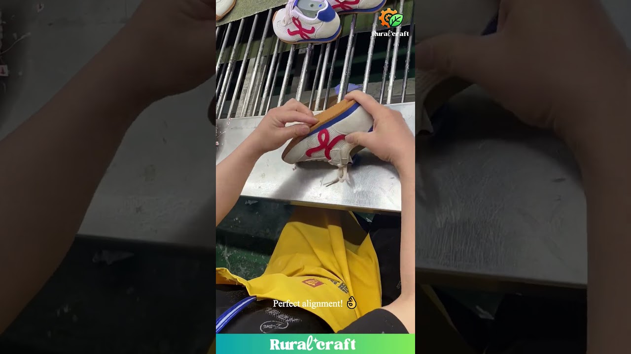 This Shoe Factory Worker is a Sole-Attaching PRO! #shoemaking #factory #skills #satisfying