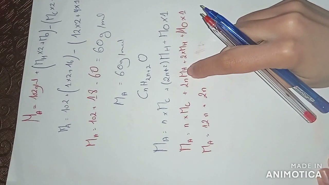 طرق إيجاد الصيغة  الجزيئية العامة /الجزء الثاني