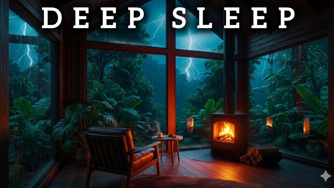 rain sounds for sleeping no ads | Heavy Rain in Rainforest Cabin | 30 Mins Deep Sleep ⛈️🌲