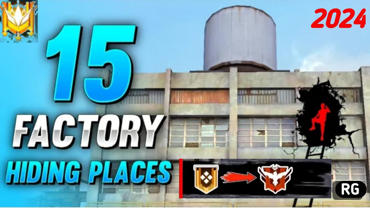 FREE FIRE FACTORY HIDDEN PLACES 2024 | TOP 5 HIDING PLACES IN FACTORY - RANK PUSHING TIPS AND TRICKS