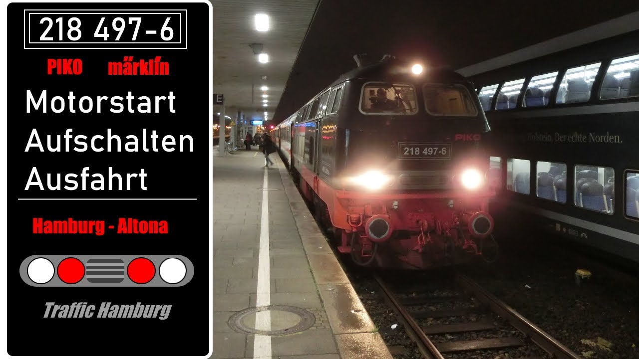 [SOUND-PUR] 218 497 mit Motorstart in Hamburg-Altona - Traffic Hamburg