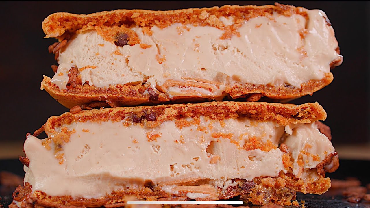 Chocolate Peanut Butter Cookie Ice Cream Sandwich | ASMR Cooking 