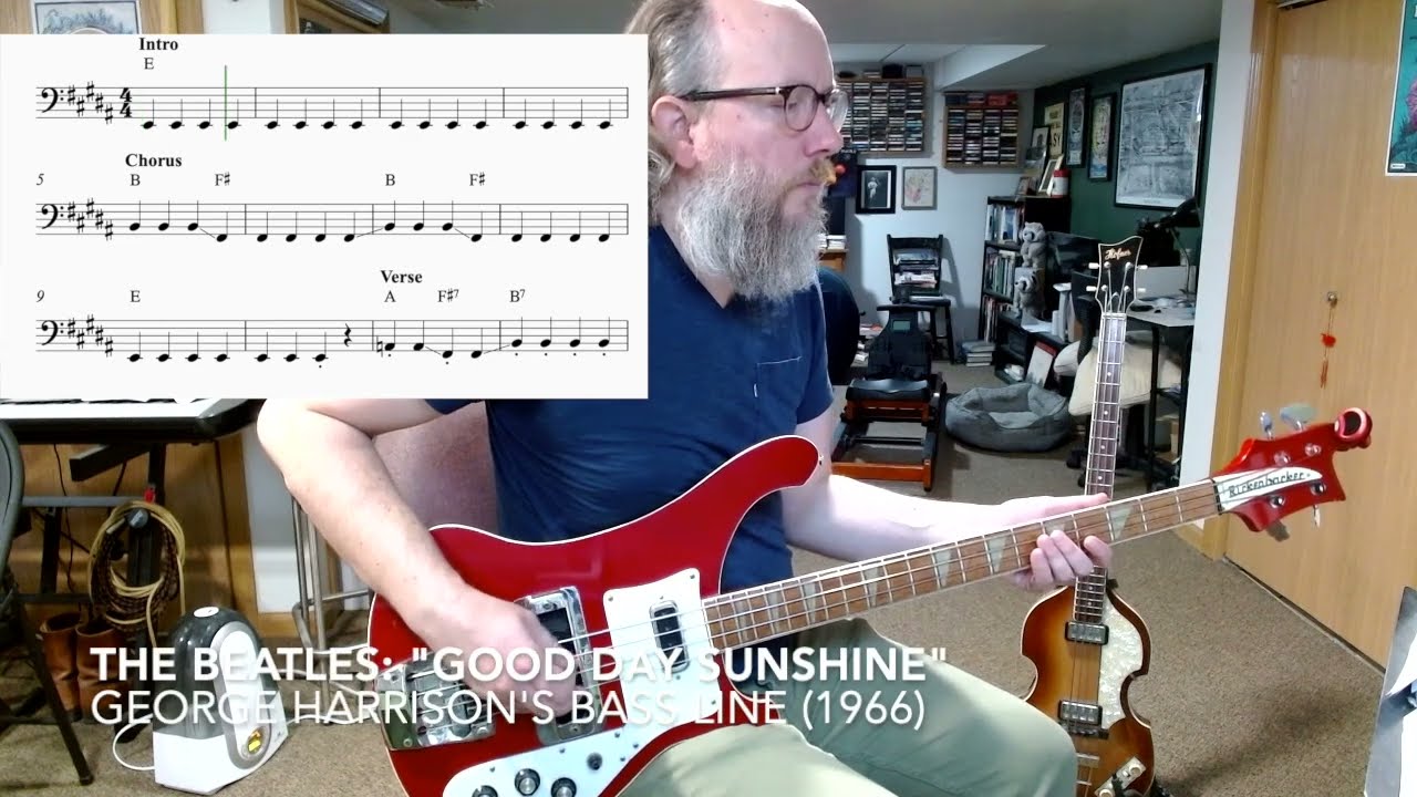 Good Day Sunshine - Beatles Bass Cover - George Harrison's Bass Line