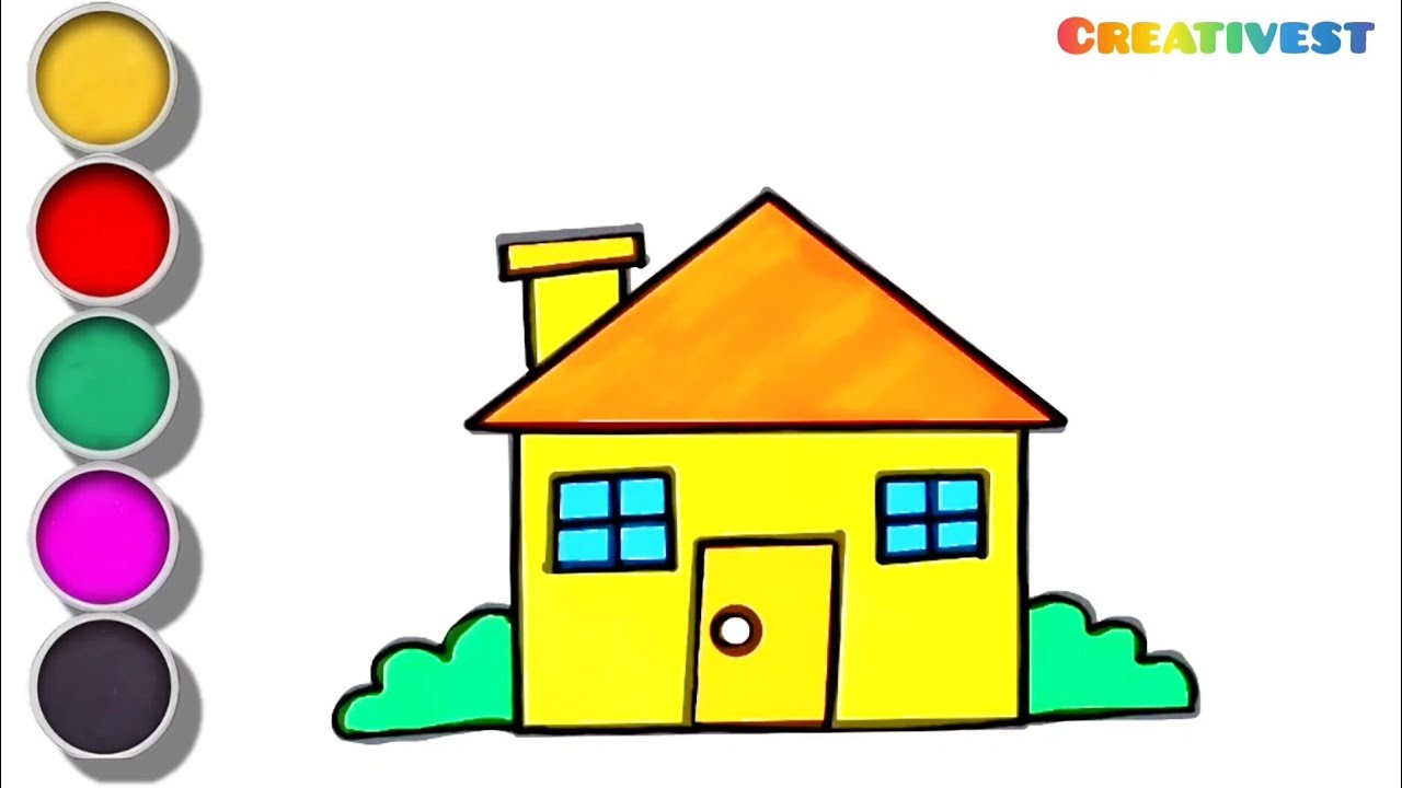 House To Draw House Drawing And Coloring For Kids And Toddlers 