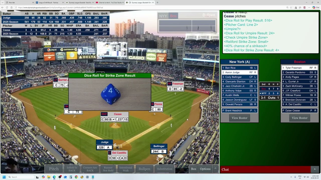 Game 67 New York Yankees vs Boston Mob, MLB vs Me 2025 Dynasty League Baseball Replay