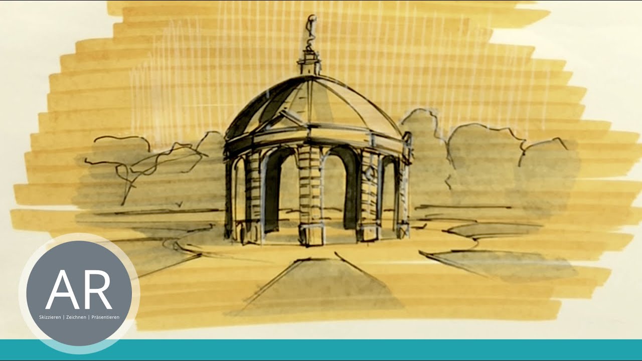Architektur-Zeichnungen perfekt aufarbeiten. Beispiel aus unserem Mappenkurs Architektur M&uuml;nchen