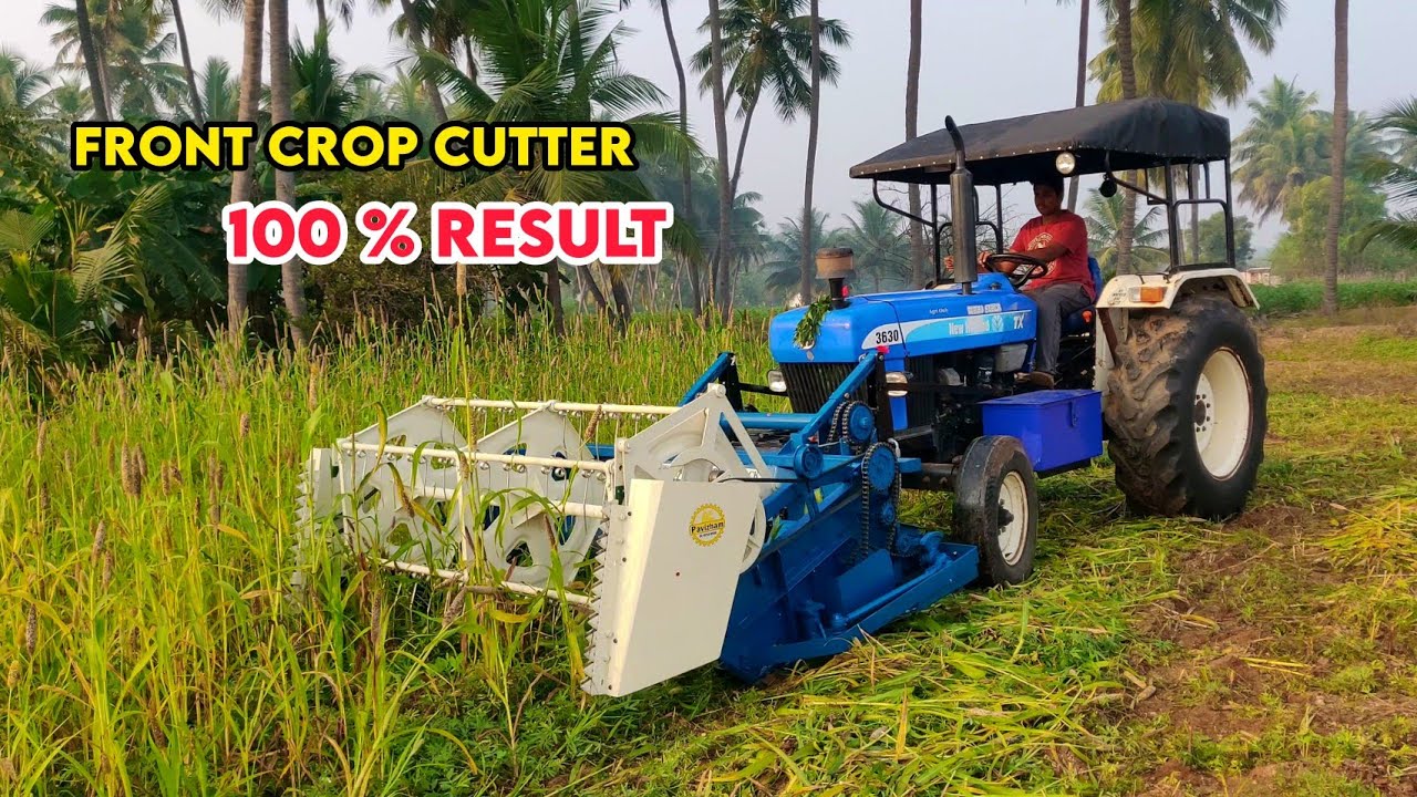Tractor front crop cutter Review | Special Front PTO attachment | New Holland 3630 TX plus