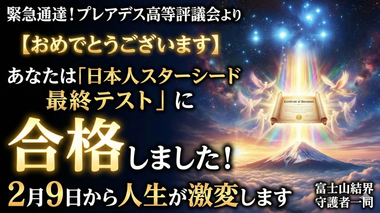 【おめでとうございます】あなたは日本人スターシード最終テストに合格しました！2月9日から人生が激変します｜プレアデス×富士山結界