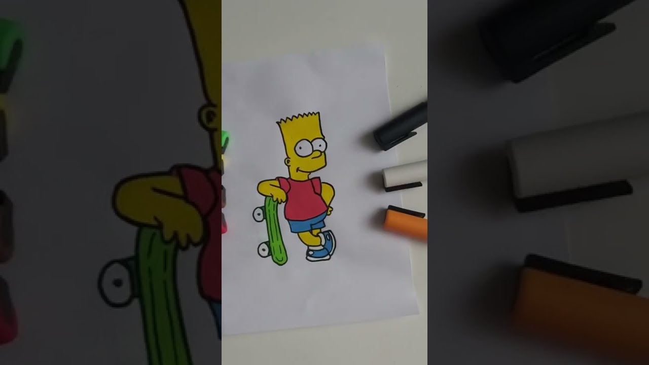 Drawing Simpsons Bart using Posca Markers! #Shorts