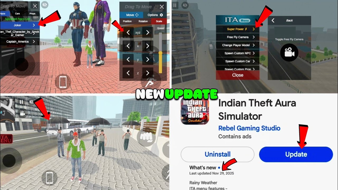 Indian Theft Aura Simulator New Update 30 November 2025 | New Feature+Cheat Code | Today Updated 