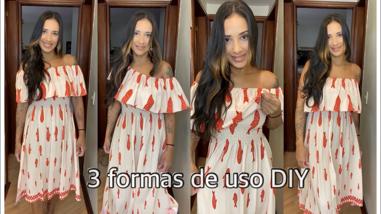 Vestido 3 em 1 ombro a ombro, ombro só, tomara que caia. DIY