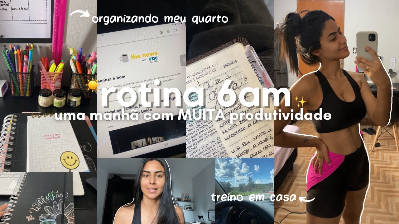 ROTINA 6am ✨ treino, estudos e produtividade! uma manh&atilde; super produtiva