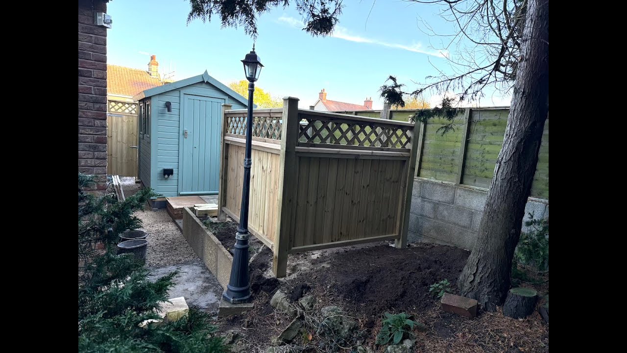 Garden project part 66. Making timber fence panels. Installing a glass tile splashback