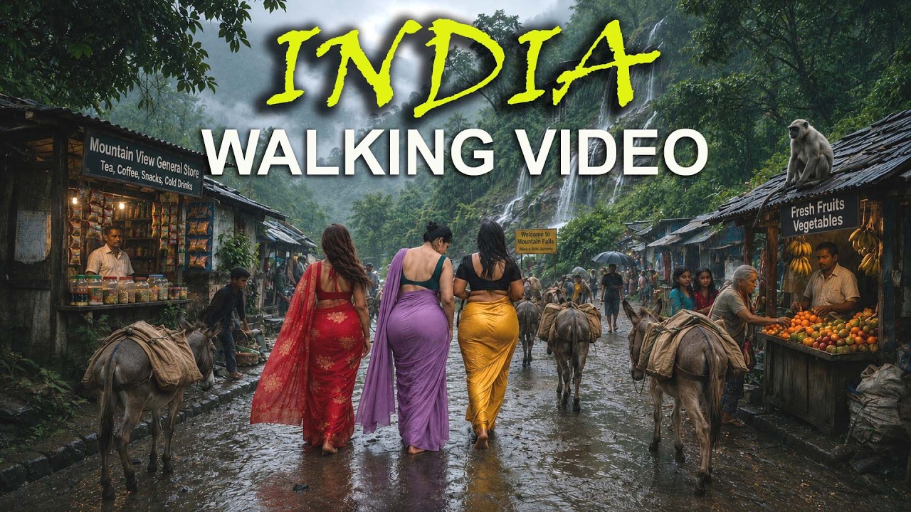 🇮🇳Heavy Rain Fall in JAMMU Hills 🌧️| Katra City 4K Video | INDIA