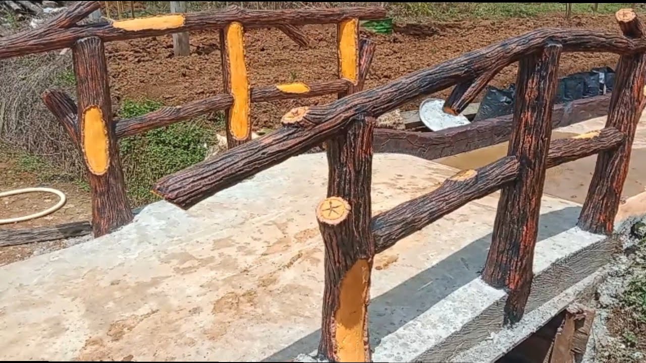 cara membikin jembatan motif kayu, dari pasir dan semen