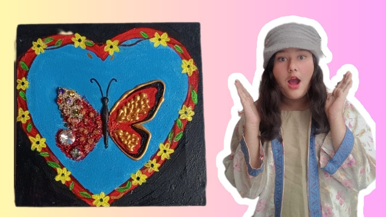 Easy and beautiful art on canvas | butterfly from Glue gun | Khushi number 1 