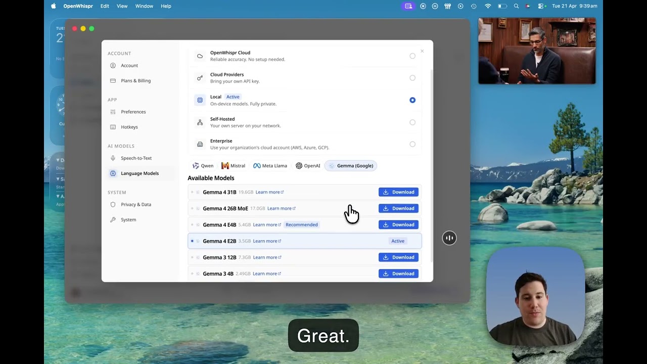 The best free and open source alternative to WisprFlow and Granola.