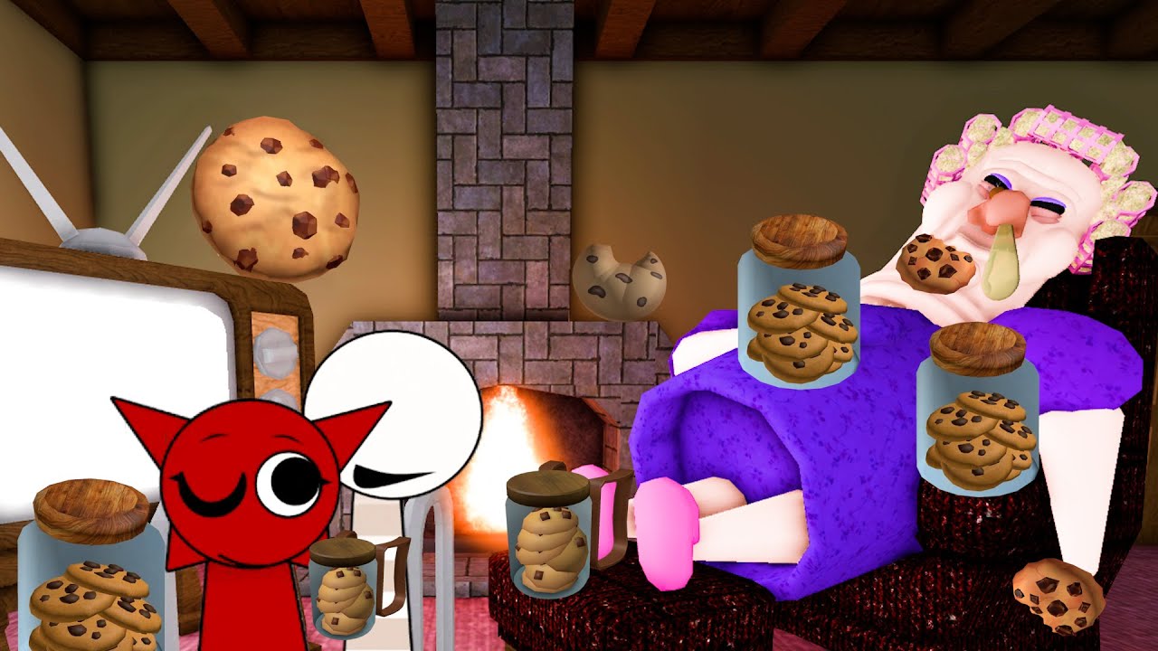 Sprunki Mroona and Wyrum Played Grumpy Gran's Cookie Jar Obby in ROBLOX | Incredibox Sprunki