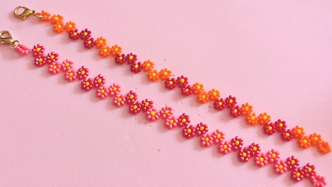 Cómo Hacer pulsera de Florecitas en forma de Zing Zang  🌸🏵️