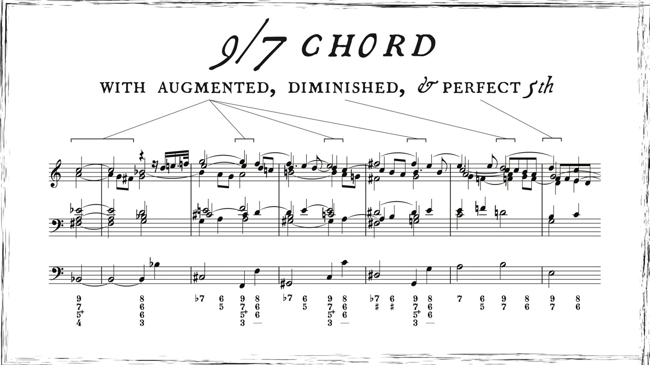 Bach's ninth and seventh chord with augmented, diminished, and perfect fifth