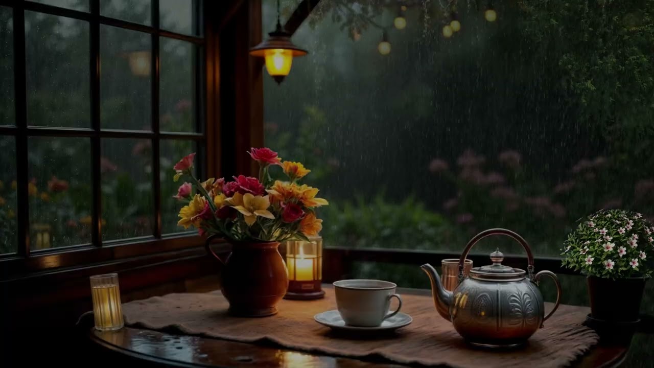 Warm Rainy Window Evening 🌧️🕯️ | Soft Rain Ambience for Deep Sleep, Calm Focus & Night Relaxation