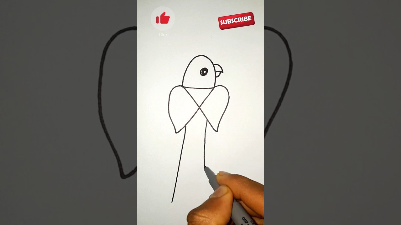 Рисунок попугая в виде буквы X | Вы можете попробовать #tipsclub #stepbystep #viral #tending #art...