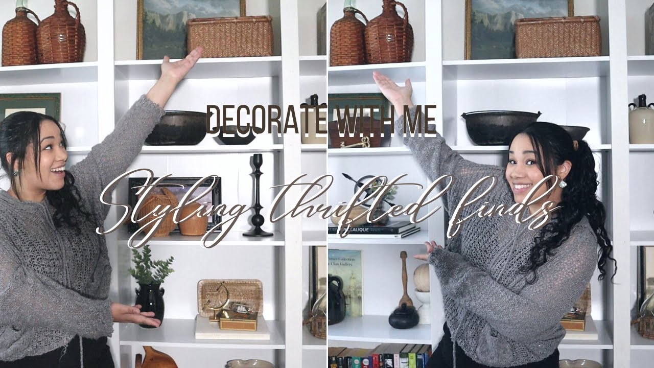 A WALL OF BOOKSHELVES WITH ONLY THRIFTED FINDS?? | Thrift Styling | Decorate With Me