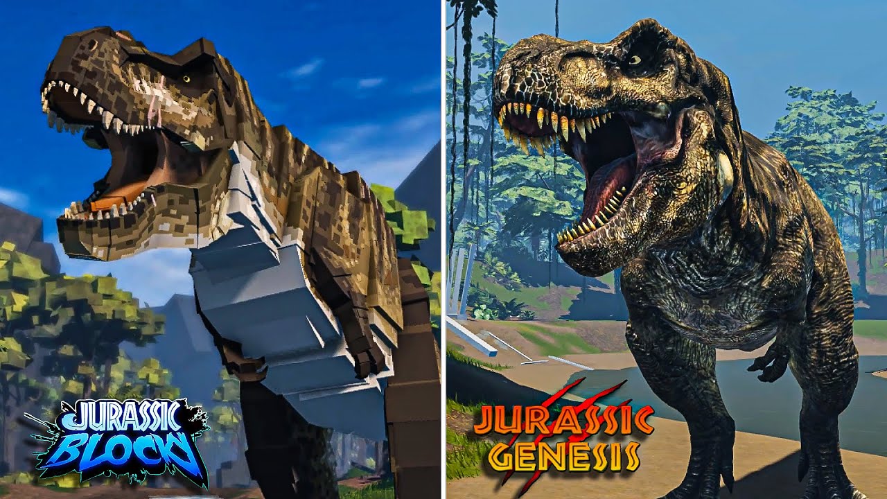 Jurassic Blocky vs Jurassic Genesis Model Comparison | Rebirth Tyrannosaurus